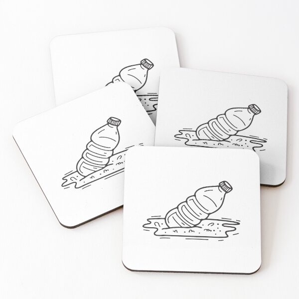 Item preview, doodle illustration of a plastic bottle drifting over sandy ground designed and sold by rasagamastore.