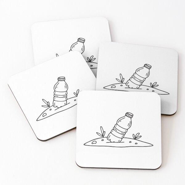 Item preview, doodle illustration of a plastic bottle lying on beach sand designed and sold by rasagamastore.