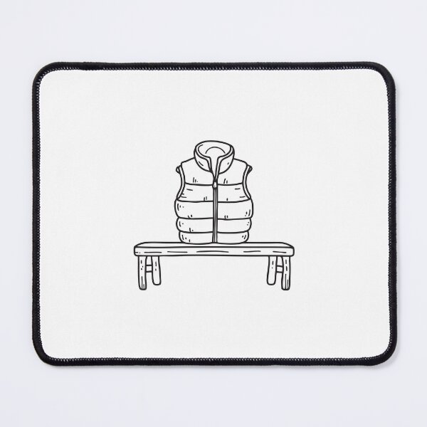 Item preview, doodle illustration of a puffer vest neatly folded on a bench designed and sold by rasagamastore.