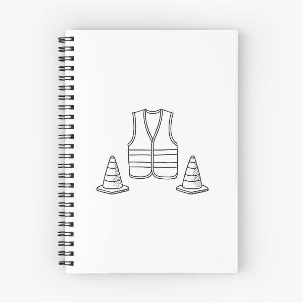 Item preview, doodle illustration of a safety vest placed next to road cones designed and sold by rasagamastore.