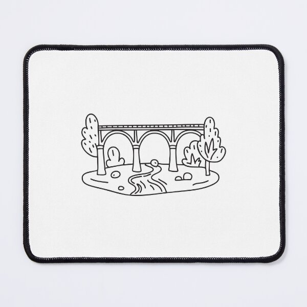 Item preview, doodle illustration of a river passing beneath a railway viaduct designed and sold by rasagamastore.