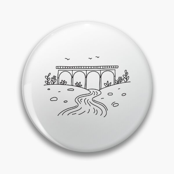 Item preview, doodle illustration of a stream flowing under train tracks designed and sold by rasagamastore.
