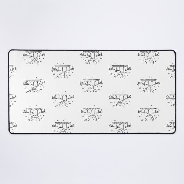 Item preview, doodle illustration of a stream flowing under train tracks designed and sold by rasagamastore.
