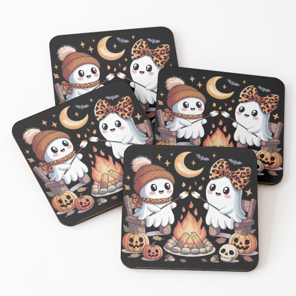 Item preview, Cute Ghosts Halloween Camping Marshmallow Campfire Autumn Ghosts designed and sold by Zizo-DR44.