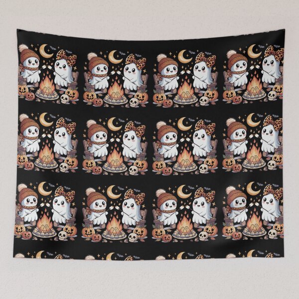 Item preview, Cute Ghosts Halloween Camping Marshmallow Campfire Autumn Ghosts designed and sold by Zizo-DR44.