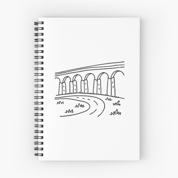 Item preview, doodle illustration of a winding road beneath a high viaduct designed and sold by rasagamastore.