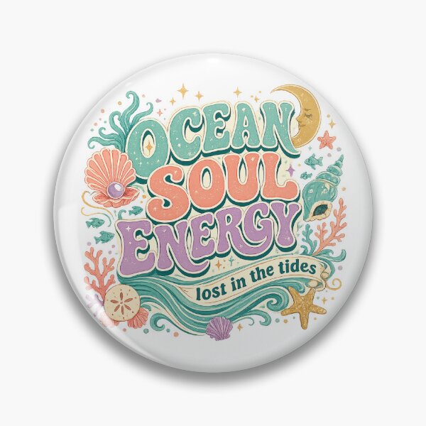 Item preview, Ocean Soul Energy Lost in the Tides Retro Coastal Beach Quote Art Design designed and sold by inkoutninja.