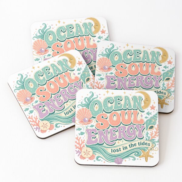 Item preview, Ocean Soul Energy Lost in the Tides Retro Coastal Beach Quote Art Design designed and sold by inkoutninja.