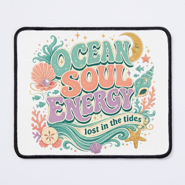 Item preview, Ocean Soul Energy Lost in the Tides Retro Coastal Beach Quote Art Design designed and sold by inkoutninja.
