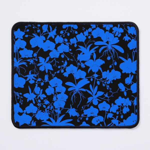 Item preview, Blue Orchid Flower Pattern On Black designed and sold by Owcomm.