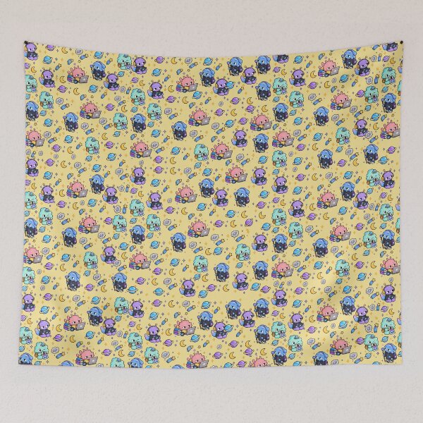 Item preview, Kawaii Space Aliens Cute Yellow Pattern designed and sold by NovaToons.