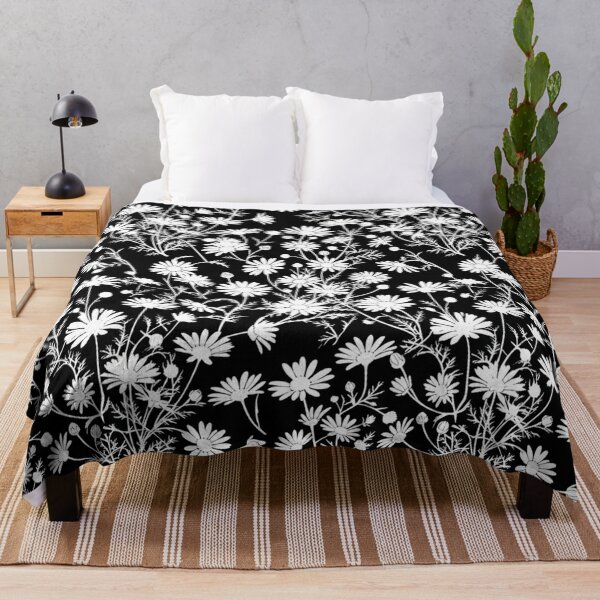 Item preview, Elegant White Daisy Flowers Black Pattern designed and sold by Owcomm.