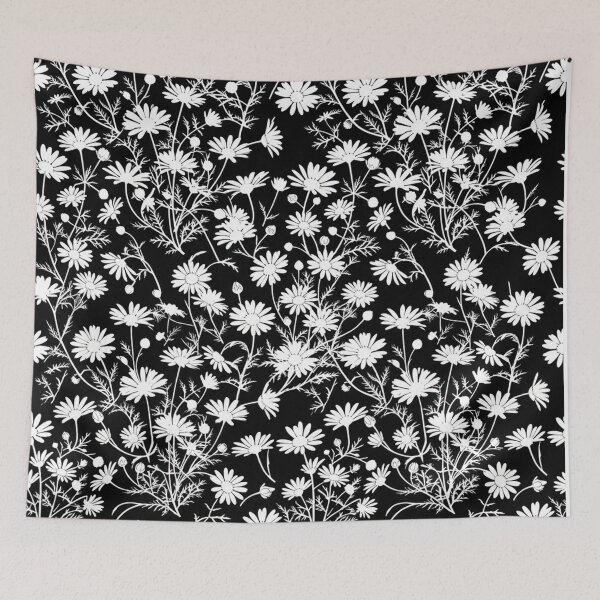 Item preview, Elegant White Daisy Flowers Black Pattern designed and sold by Owcomm.
