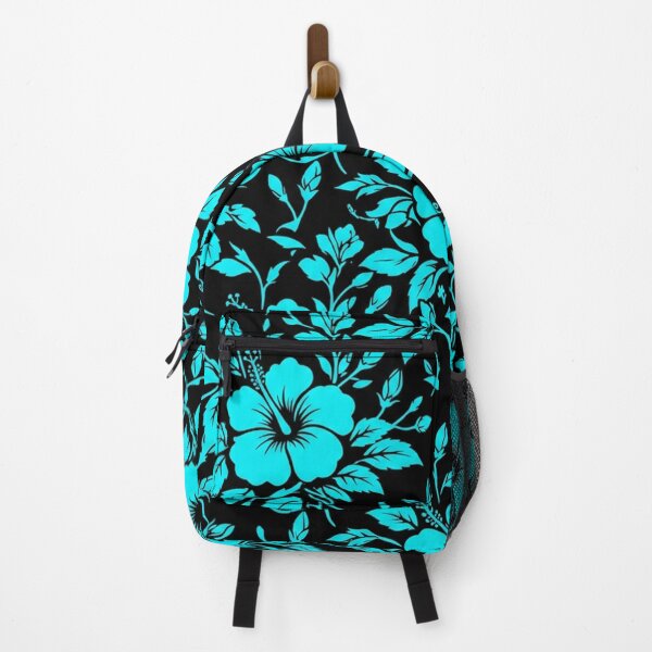 Item preview, Cyan Hibiscus Floral Pattern On Black designed and sold by Owcomm.