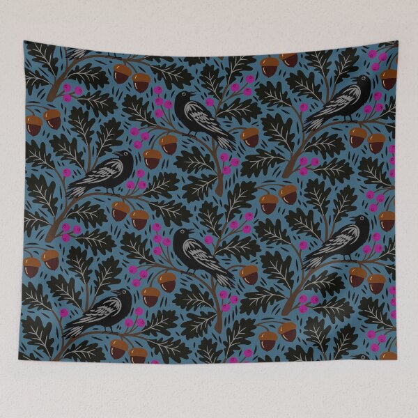 Item preview, Ravens in autumn oak trees designed and sold by Jennifer Ladd.