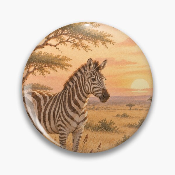 Item preview, African Zebra Savanna Sunset Watercolor designed and sold by mycute-stickers.