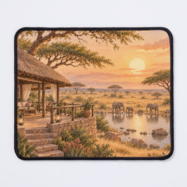 Item preview, African Safari Lodge Elephants at Sunset designed and sold by mycute-stickers.