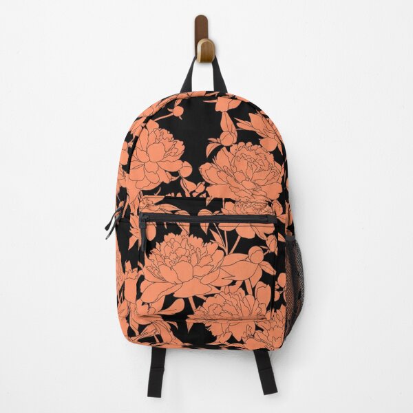 Item preview, Coral Peony Floral Pattern on Black designed and sold by Owcomm.