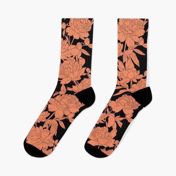 Item preview, Coral Peony Floral Pattern on Black designed and sold by Owcomm.