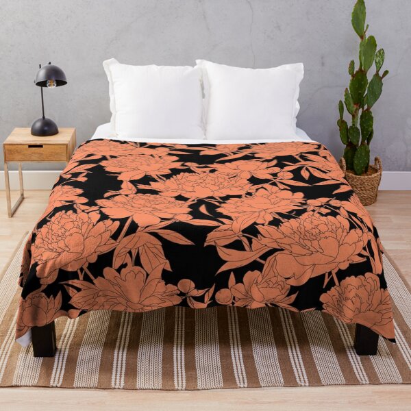 Item preview, Coral Peony Floral Pattern on Black designed and sold by Owcomm.