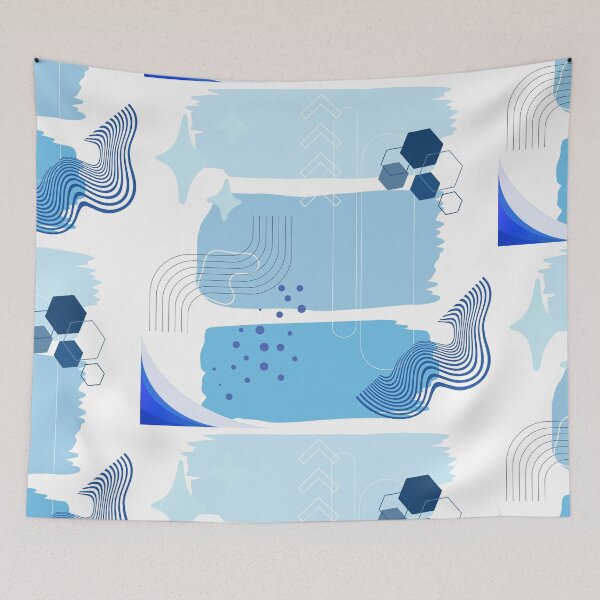 Item preview, Blue Abstract Shapes – Modern Geometric Contemporary Wall Art designed and sold by Khadique.