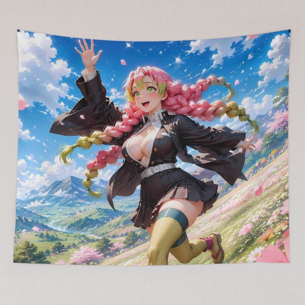Item preview, Mitsuri Kanroji Demon Slayer Joyful Flower Meadow designed and sold by SolenneAzur.