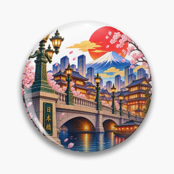 Item preview, Nihonbashi Bridge at Sunset | Traditional Japan Landscape Sticker designed and sold by Daihuku2525.
