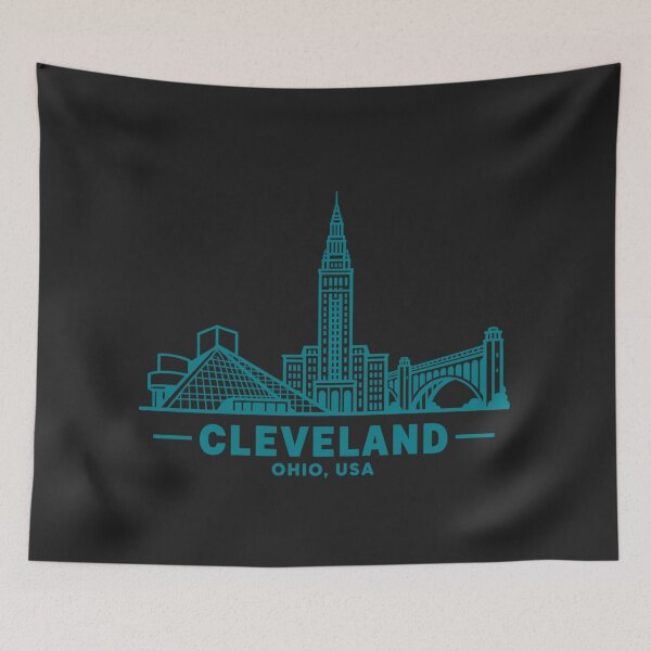 Item preview, Cleveland Ohio USA Line Art Skyline Poster designed and sold by CMYKStudio.