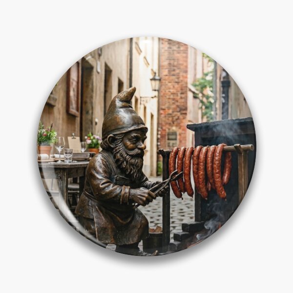 Item preview, Gnome Making Kielbasa Art Print – Sausage Lover Gift, Poland Travel Decor designed and sold by Purrfecta.