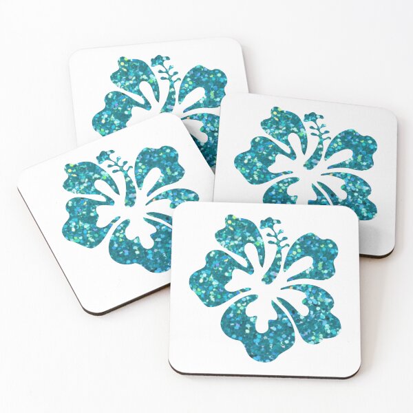 Item preview, teal glitter hibiscus designed and sold by madebykenz.