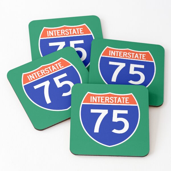 Item preview, I-75 Interstate Sign in Orange and Blue designed and sold by Karate Octopus.