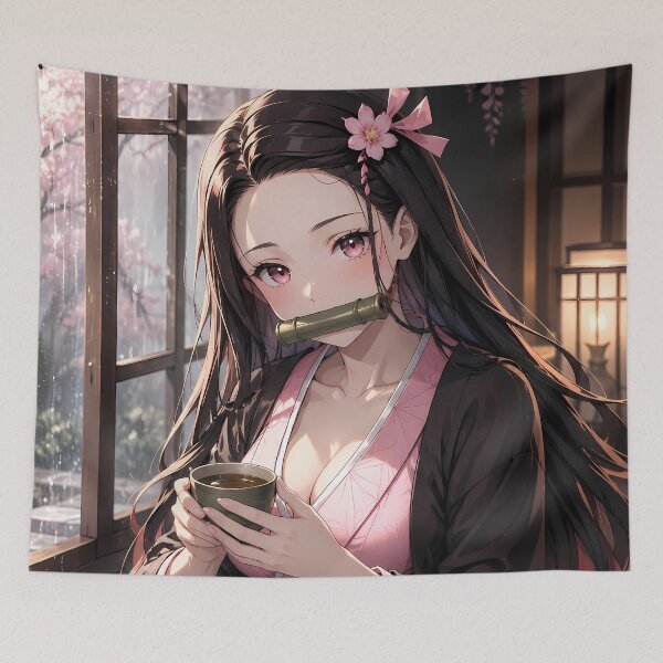 Item preview, Nezuko Kamado Demon Slayer Cozy Tea by the Window designed and sold by SolenneAzur.