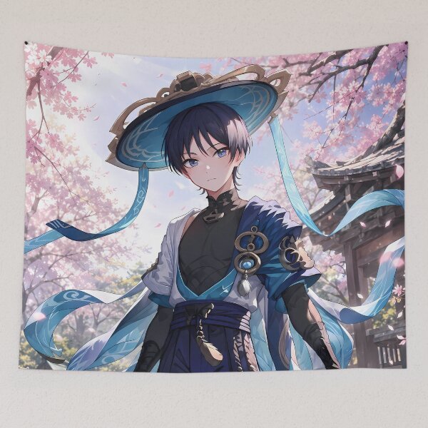 Item preview, Wanderer Genshin Impact Cherry Blossom Temple Serenity designed and sold by SolenneAzur.
