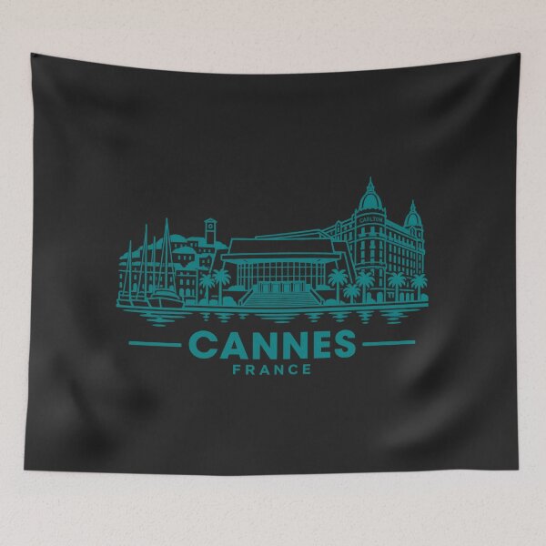 Item preview, Cannes France Line Art Skyline Poster designed and sold by CMYKStudio.