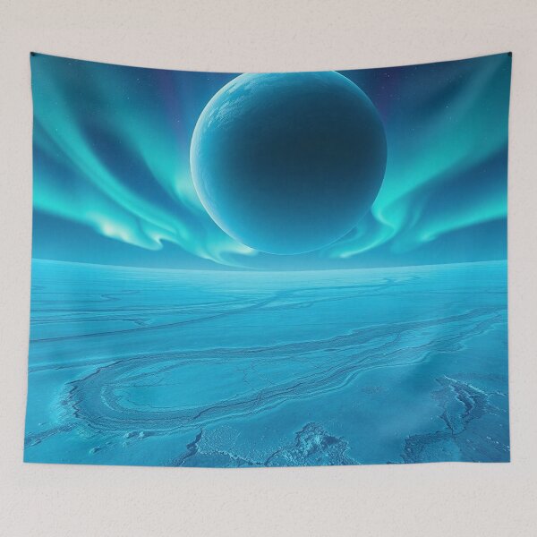 Item preview,  Blue Alien Landscape With Aurora Planet Sky designed and sold by IntelliMindDesigns.