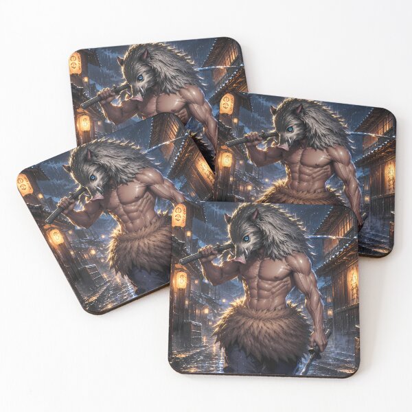 Item preview, Inosuke Hashibira Demon Slayer Rainy Lantern Street designed and sold by SolenneAzur.