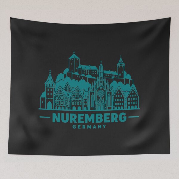 Aperçu de l'œuvre Affiche de la skyline de Nuremberg, Allemagne (dessin au trait) créée et vendue par CMYKStudio.