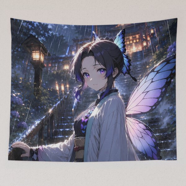 Item preview, Shinobu Kocho Demon Slayer Rainy Shrine Twilight designed and sold by SolenneAzur.