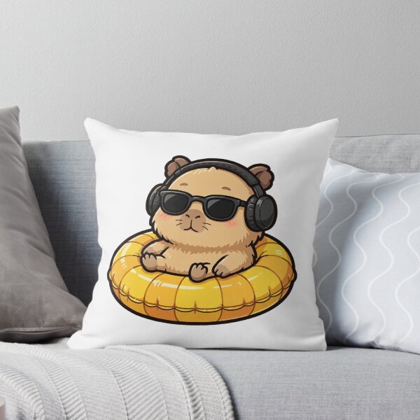 Item preview, Chill Capybara Lofi Vibes Cute Summer Pool Float Sticker designed and sold by olex-Designs.
