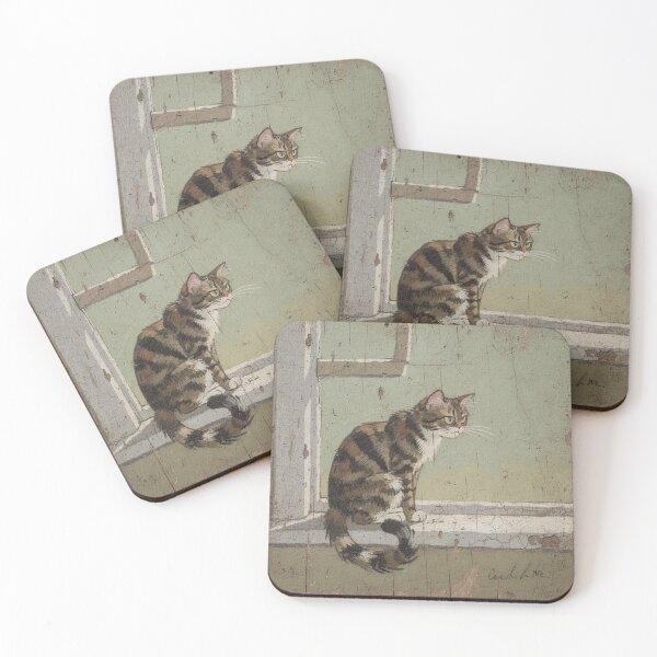 Item preview, Tortoiseshell Cat Judging Pigeons From the Windowsill designed and sold by PictorialWhimsy.
