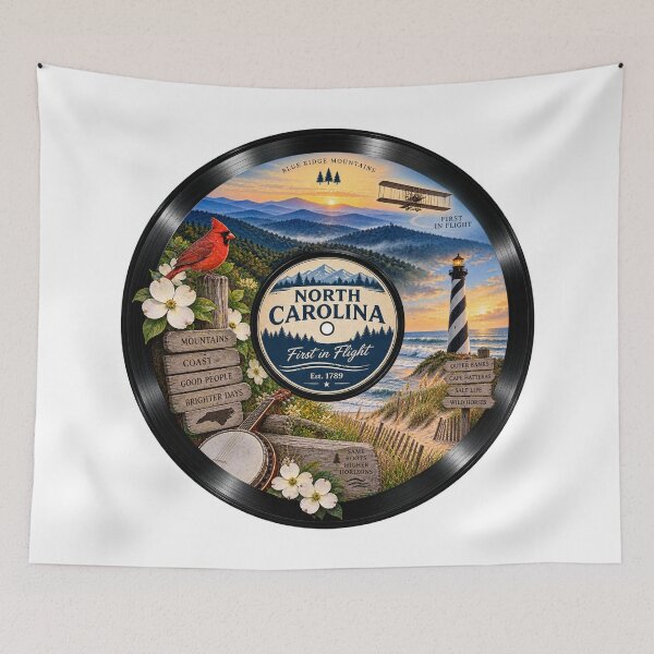 Item preview, North Carolina Vinyl Record designed and sold by Whimspired By Paxx.