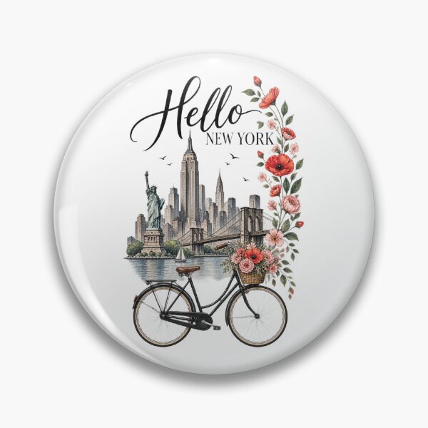 Item preview, Hello New York – Vintage Bicycle, Flowers & Skyline designed and sold by NinaCreator.