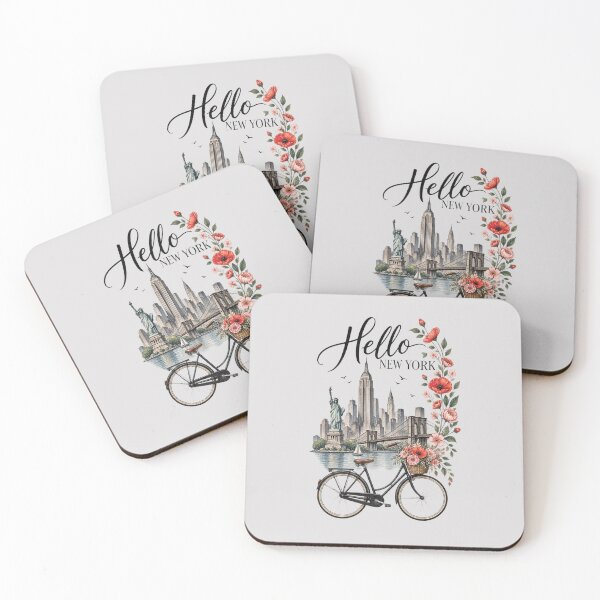 Item preview, Hello New York – Vintage Bicycle, Flowers & Skyline designed and sold by NinaCreator.