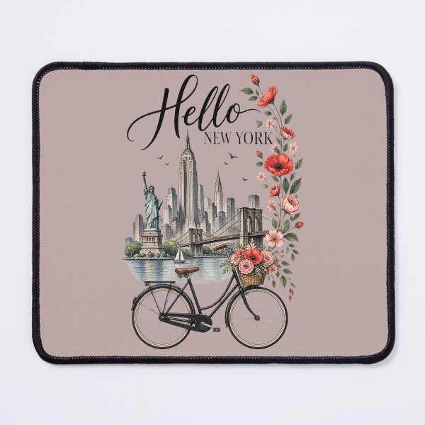 Item preview, Hello New York – Vintage Bicycle, Flowers & Skyline designed and sold by NinaCreator.
