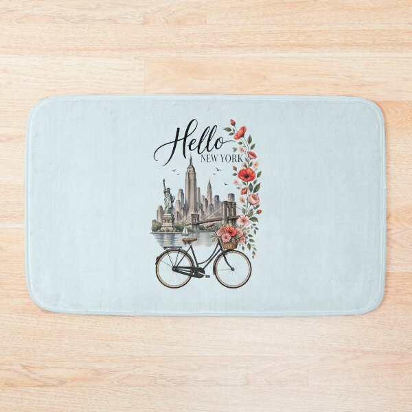 Item preview, Hello New York – Vintage Bicycle, Flowers & Skyline designed and sold by NinaCreator.