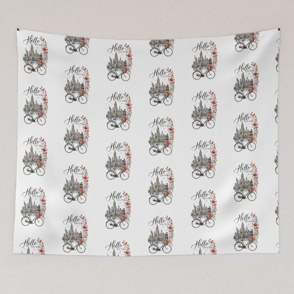 Item preview, Hello New York – Vintage Bicycle, Flowers & Skyline designed and sold by NinaCreator.
