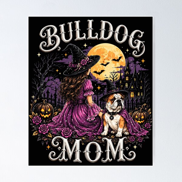 Item preview, Bulldog Mom Halloween Dog Lover Witch Moon Night designed and sold by khdmalakarak.
