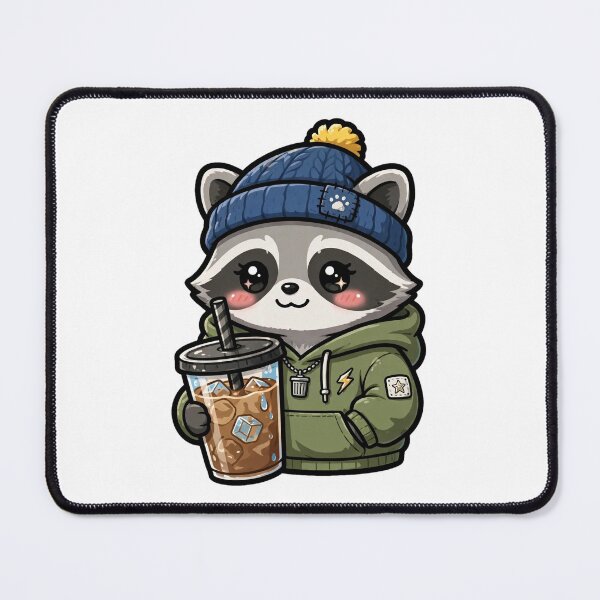 Item preview, Trash Panda Iced Coffee Lover Cute Raccoon Beanie Sticker designed and sold by olex-Designs.