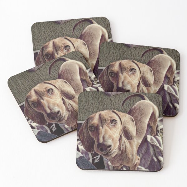 Item preview, Sweet Red Dachshund Looking Up Oil Painting Art designed and sold by Long Dog Digital Art .