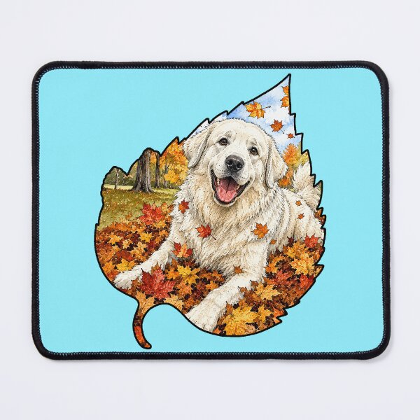 Item preview, Fall Great Pyrenees Dog Playing In Autumn Leaves designed and sold by Lion and Lamb Design.